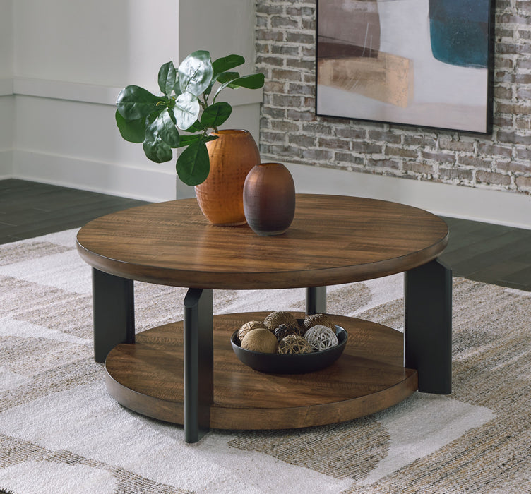 Kraeburn - Brown / Black - Round Cocktail Table