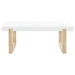 Pala - Rectangular Coffee Table With Sled Base - White High Gloss And Natural - Simple Home Plus