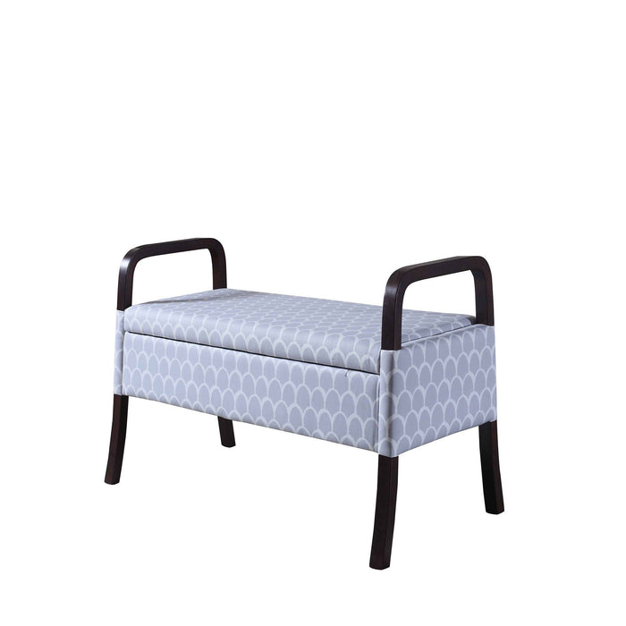 Upholstered Polyester Trellis Entryway Bench With Flip Top - Black / Gray