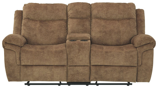 Huddle-up - Nutmeg - Glider Rec Loveseat W/Console - Simple Home Plus