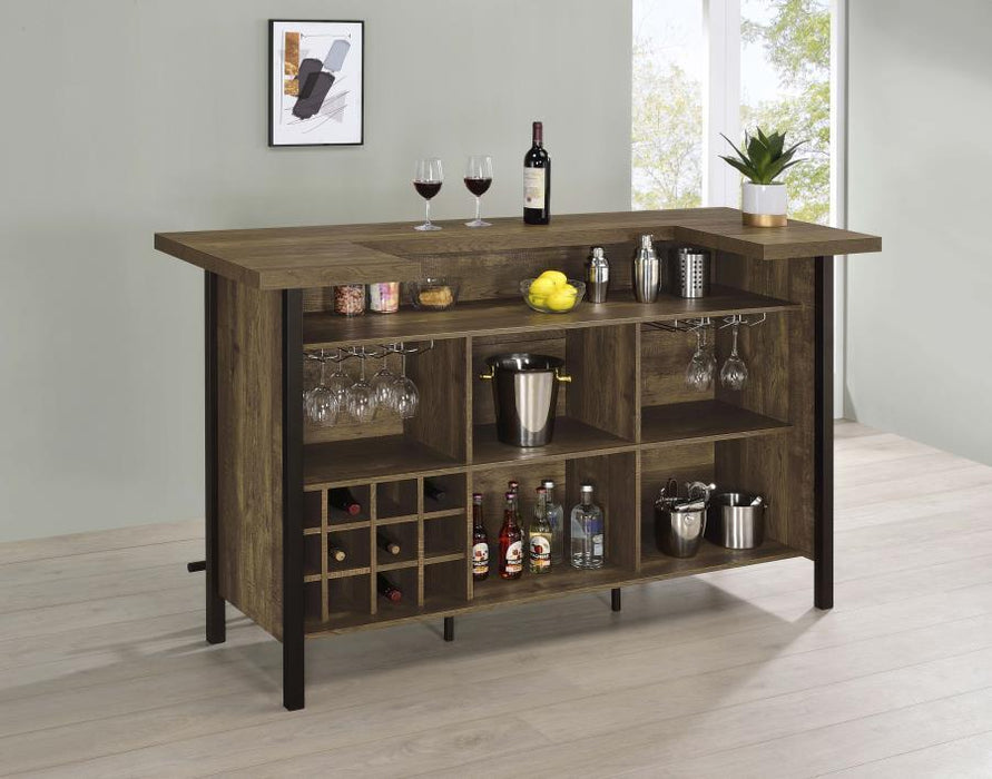 Bellemore - Rectangular Storage Bar Unit - Rustic Oak - Simple Home Plus