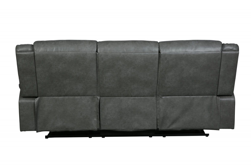 Italian Leather Sofa - Gray / Black