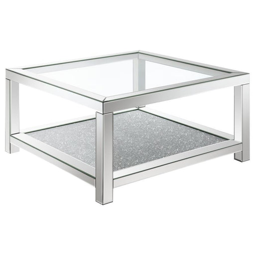 Valentina - Rectangular Coffee Table With Glass Top Mirror - Simple Home Plus