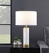 Lucius - Drum Shade Bedside Table Lamp - White And Gold - Simple Home Plus