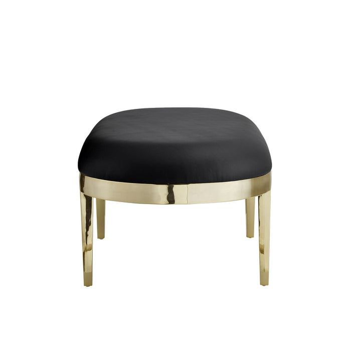 Upholstered Faux Leather Bench - Black / Gold