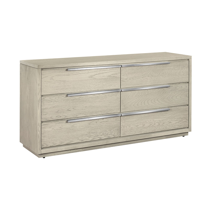 Solid Wood Six Drawer Double Dresser - Gray