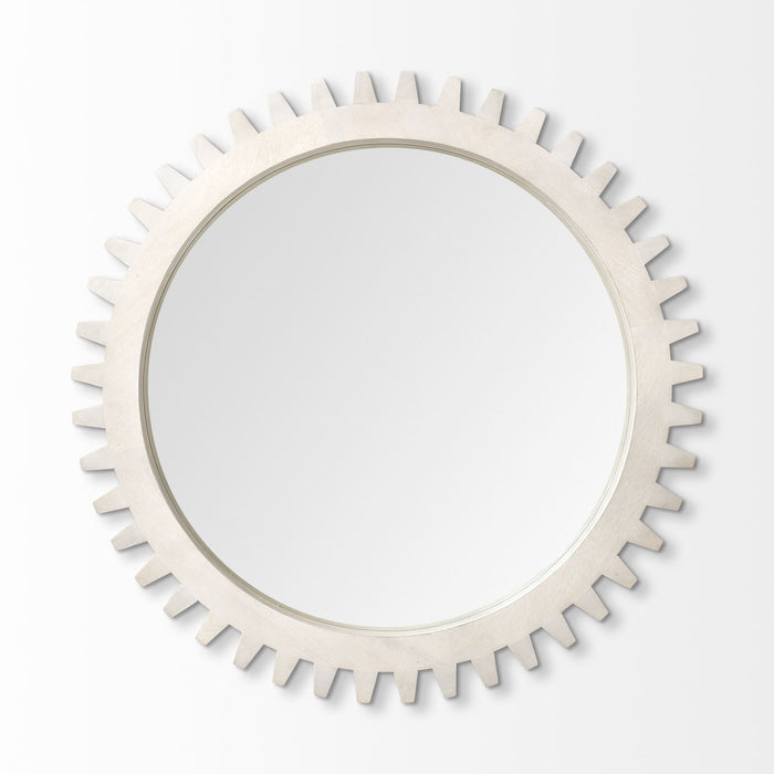 36" Abstract Framed Accent Mirror - White