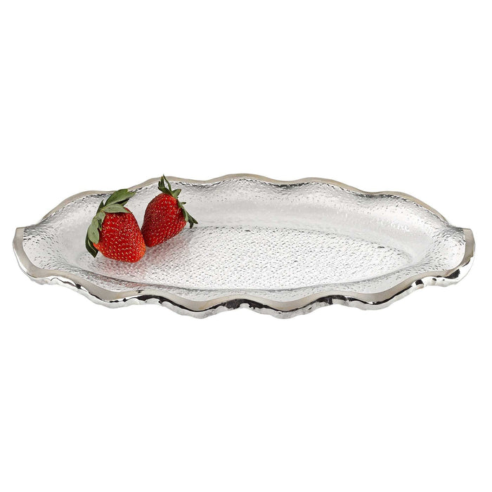 Mouth Blown Wavy Platter - Edge Silver