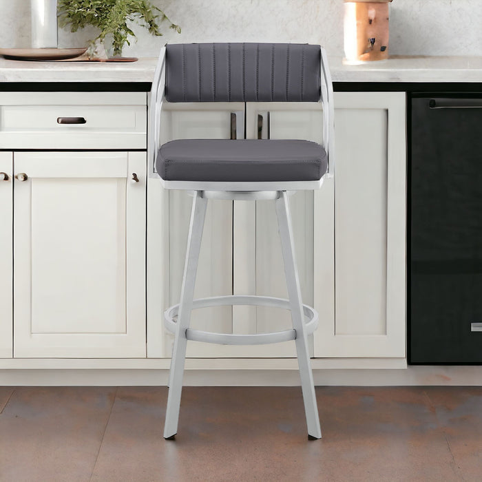 Swivel Low Back Counter Height Bar Chair - Slate Gray / Silver