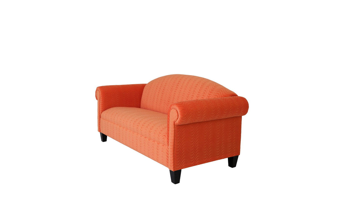 Velvet Sofa With Black Legs - Orange