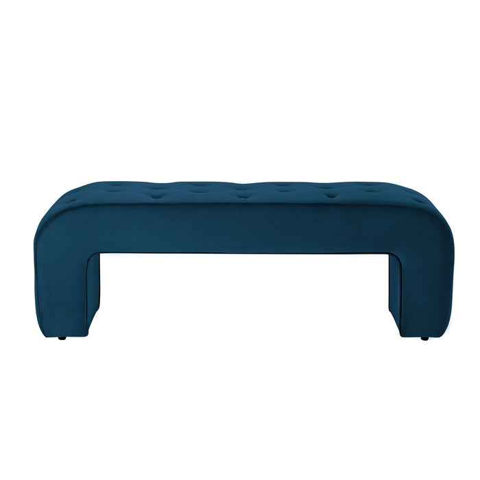 Upholstered Velvet Bench - Navy Blue