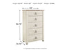 Willowton - Brown / Beige / White - Five Drawer Chest - Simple Home Plus