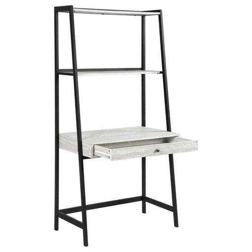 Pinckard - 1-Drawer Ladder Desk - Gray Stone And Black - Simple Home Plus