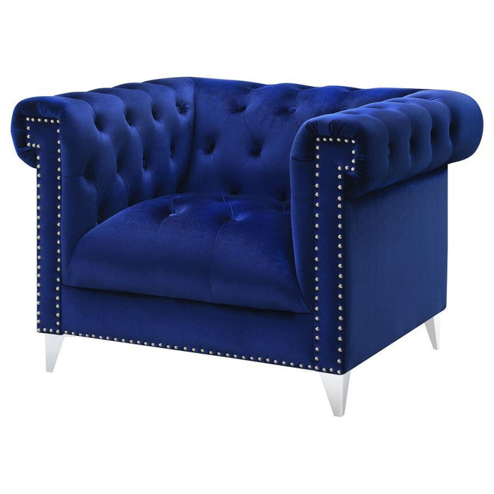 Bleker - Tufted Tuxedo Arm Chair - Blue - Simple Home Plus