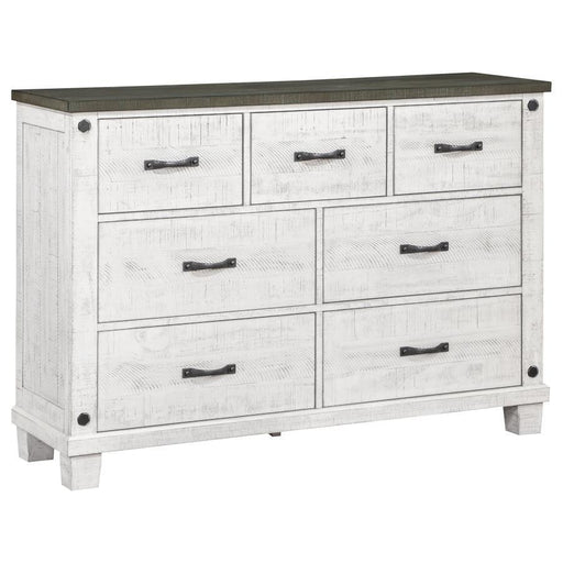 Lilith - 7-Drawer Dresser Distressed - Distressed Gray And White - Simple Home Plus