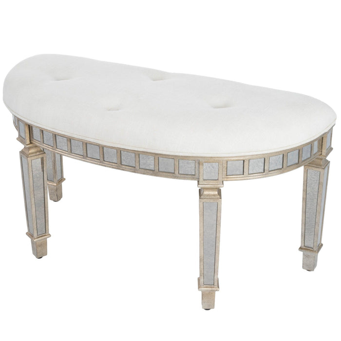 Modern Mirrored Crescent Bench - Pearl