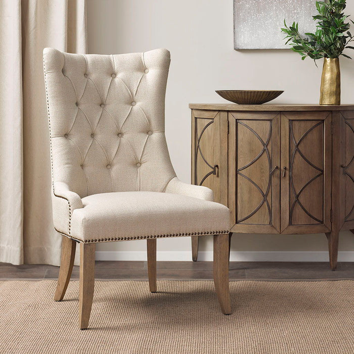 Lucas - Button Tufted Captain Accent Chair - Cream