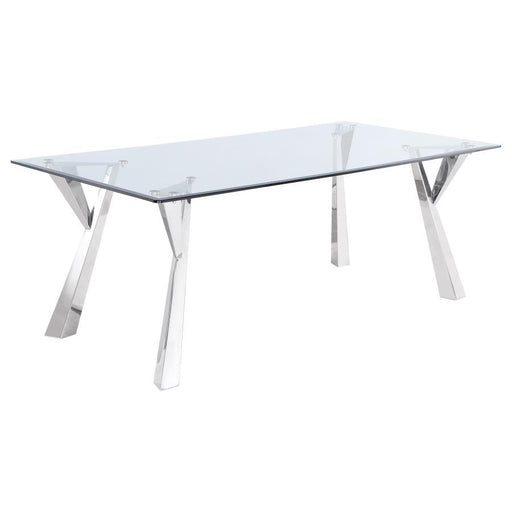 Alaia - Rectangular Glass Top Dining Table - Clear And Chrome - Simple Home Plus