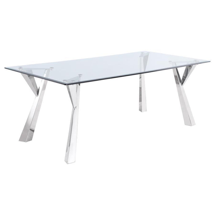 Alaia - Rectangular Glass Top Dining Table - Clear And Chrome - Simple Home Plus