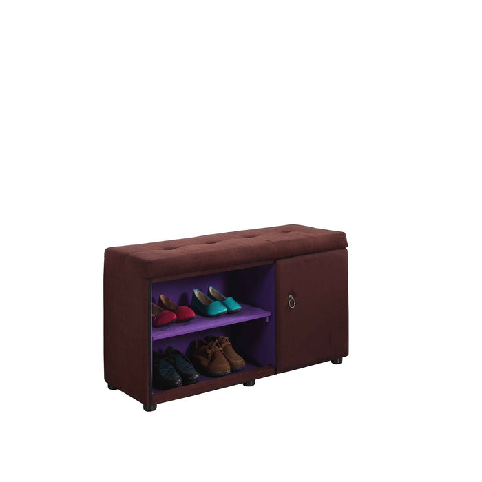 Tufted Shoe Storage Bench - Brown / Purple