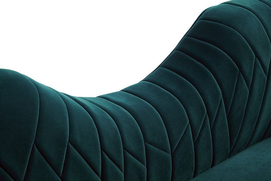 Velvet Curved Sofa With Silver Legs - Green