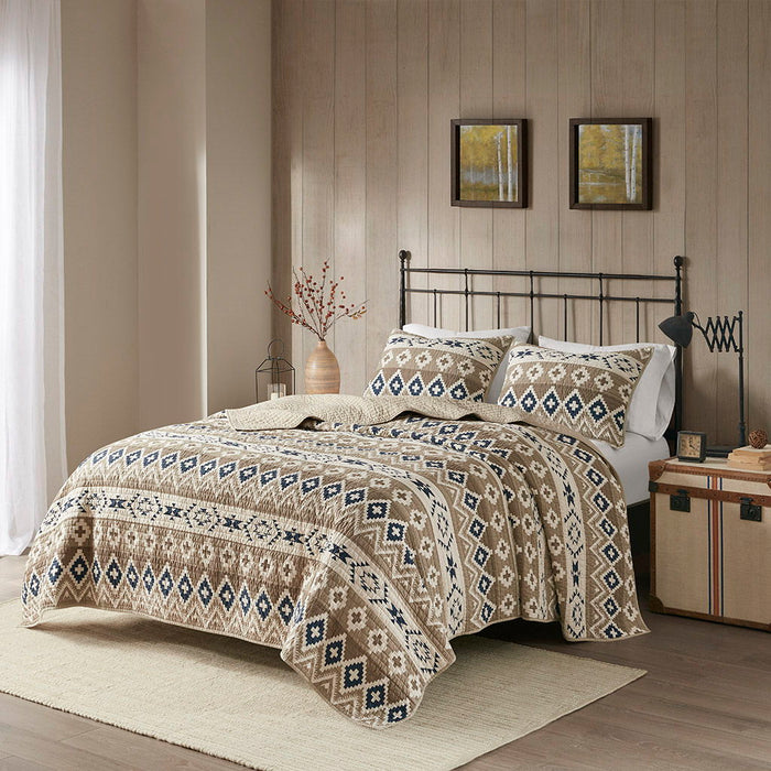 Montana - King Printed Oversized Quilt Mini Set - Tan