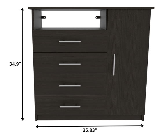 Four Drawer Combo Dresser - Black