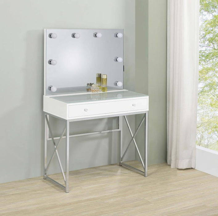 Eliza - 2 Piece Vanity Set With Hollywood Lighting - White And Chrome - Simple Home Plus