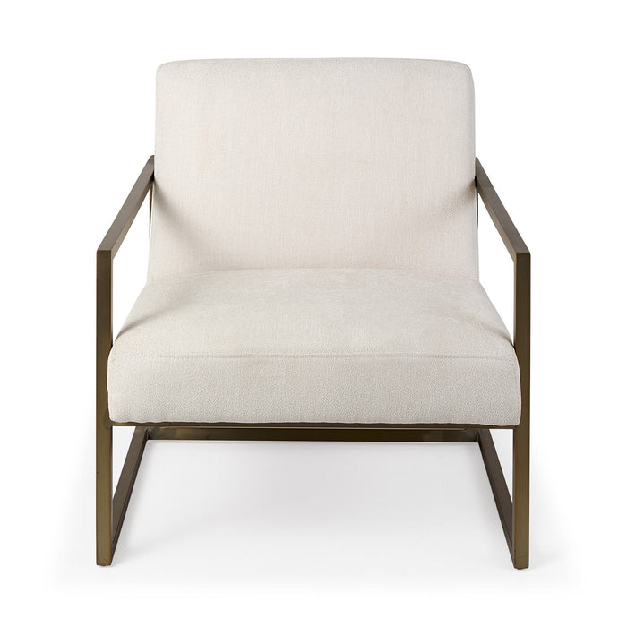 Geo Modern Accent Or Side Chair - Cream / Gold