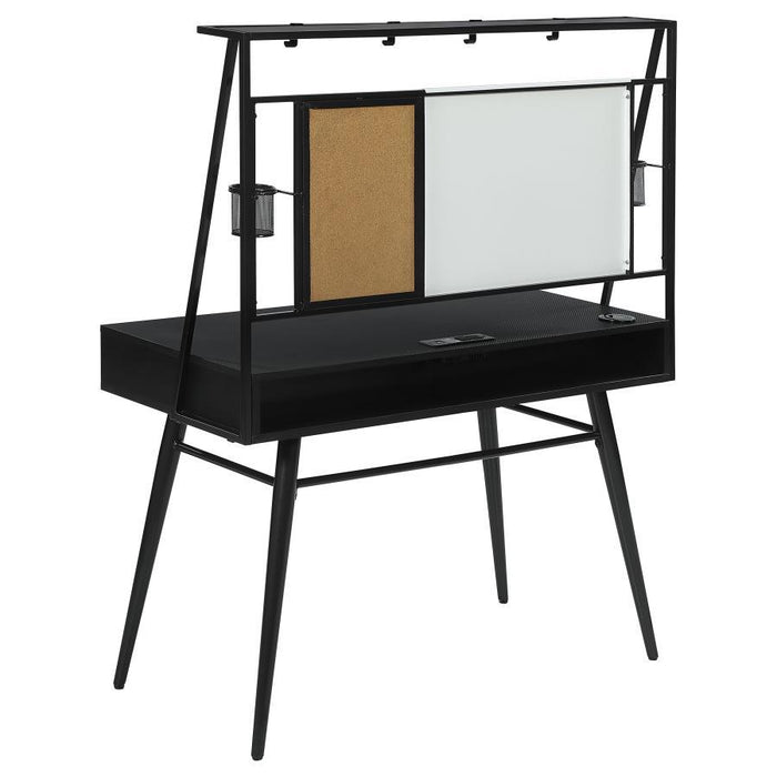 Jessie - Writing Desk With USB Ports - Black And Gunmetal - Simple Home Plus