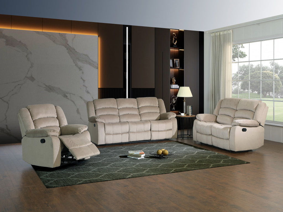 Three Piece Indoor Microsuede Six Person Seating Set - Beige