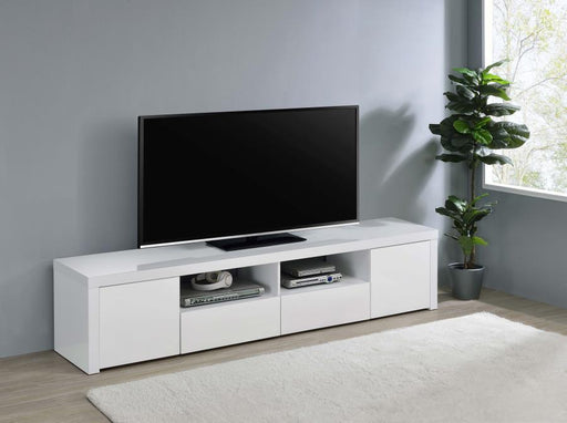 Jude - 2-Door 79" TV Stand With Drawers - White High Gloss - Simple Home Plus