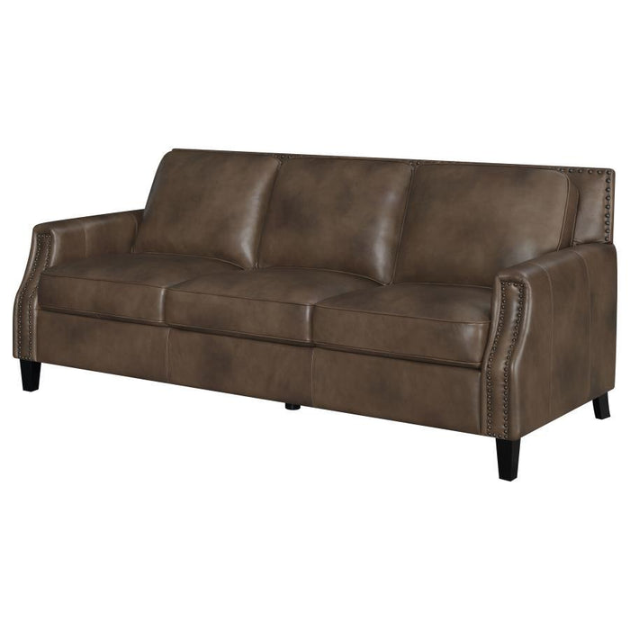 Leaton - Upholstered Recessed Arms Sofa - Brown Sugar - Simple Home Plus