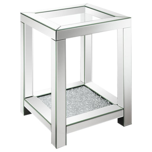 Valentina - Square End Table With Glass Top Mirror - Simple Home Plus