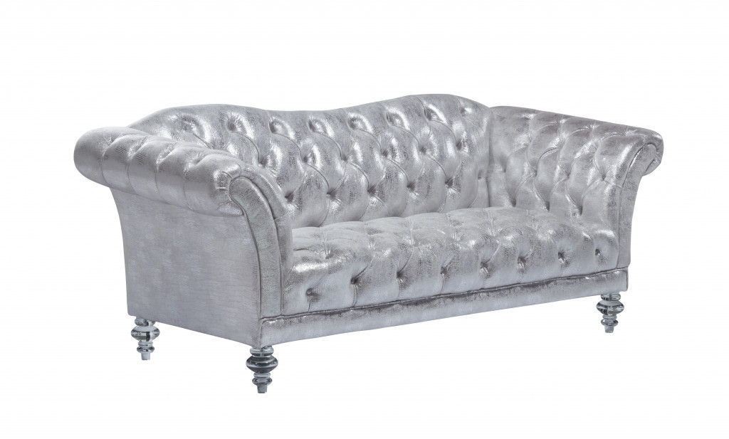 Velvet Loveseat - Metallic Silver