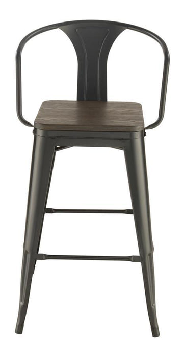 Cavalier - Wooden Seat Bar Stools (Set of 2) - Dark Elm And Matte Black - Simple Home Plus