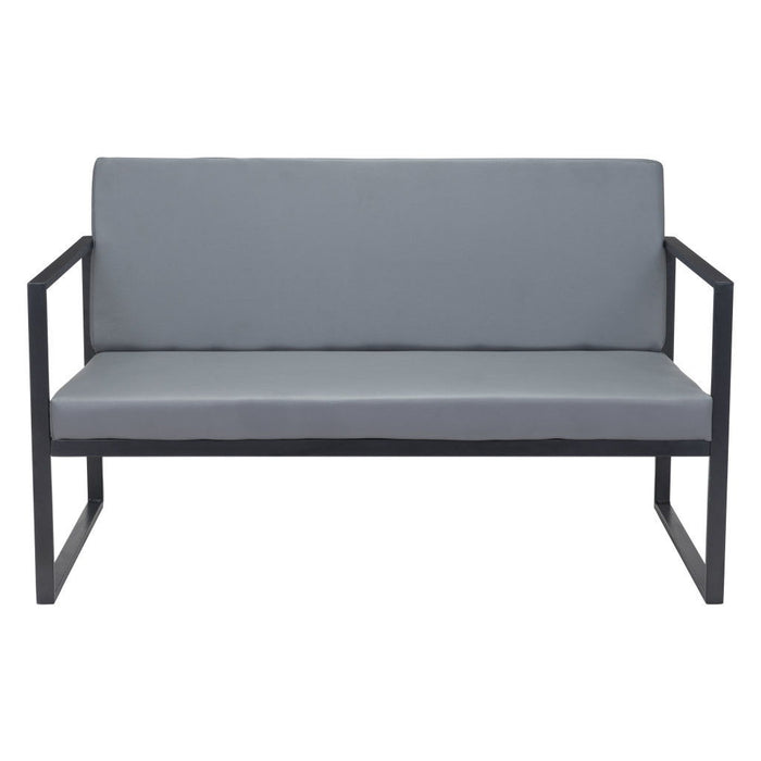 Sofa Faux Leather With Black Legs - Gray