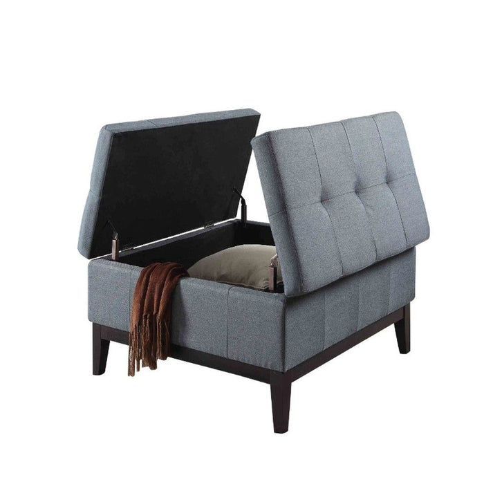 Linen Tufted Storage - Slate Blue / Black