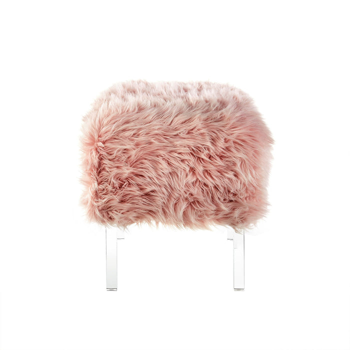 Ottoman Faux Fur - Rose / Clear