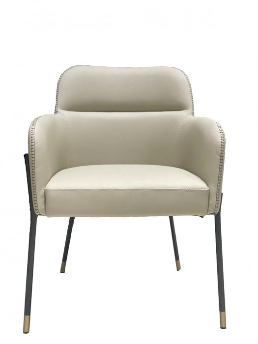 Pale Faux Leather Modern Dining Or Side Chair - Gray