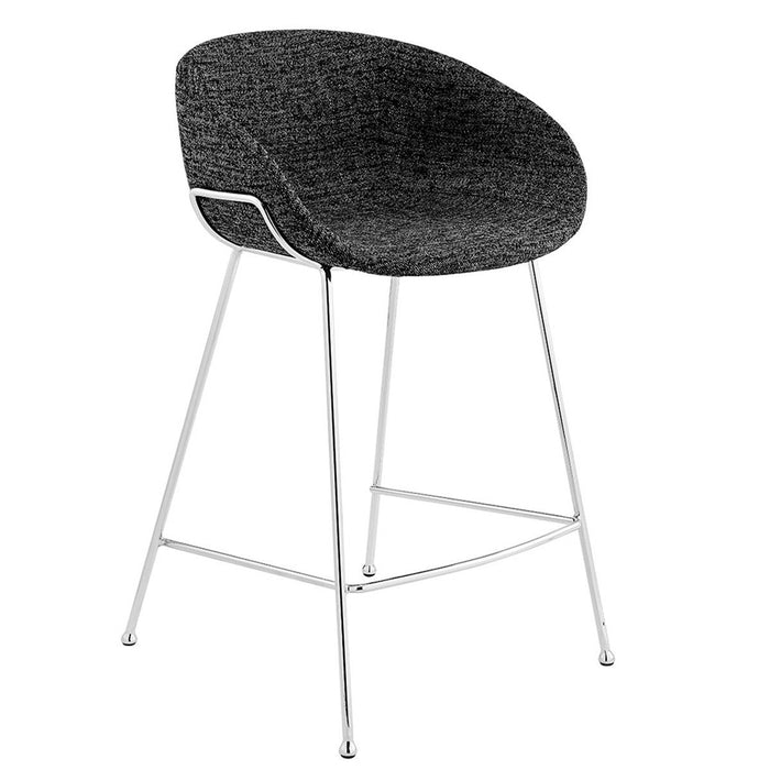 Steel Low Back Counter Height Bar Chairs (Set of 2) - Black / Silver