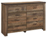 Trinell - Brown Dark - Six Drawer Dresser - 61.34" X 15.98" X 42.99" - Simple Home Plus