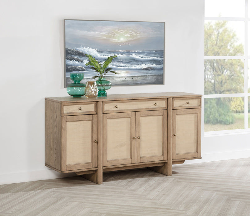 Kailani - 4-Door Cane Sideboard Buffet Cabinet - Beige Oak