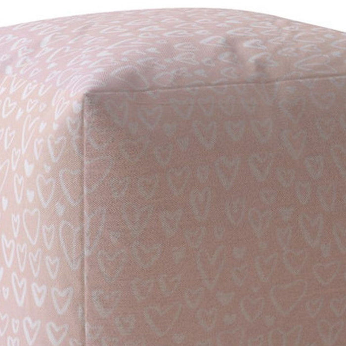 Cotton Abstract Pouf Cover - Pink