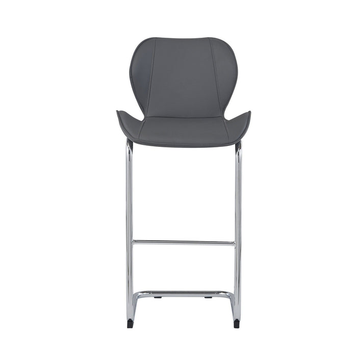 Metal Low Back Bar Height Bar Chairs (Set of 4) - Gray / Silver