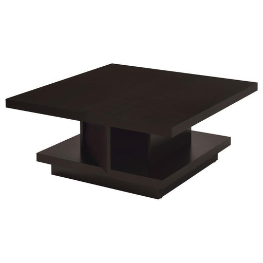 Reston - Pedestal Square Coffee Table - Cappuccino - Simple Home Plus