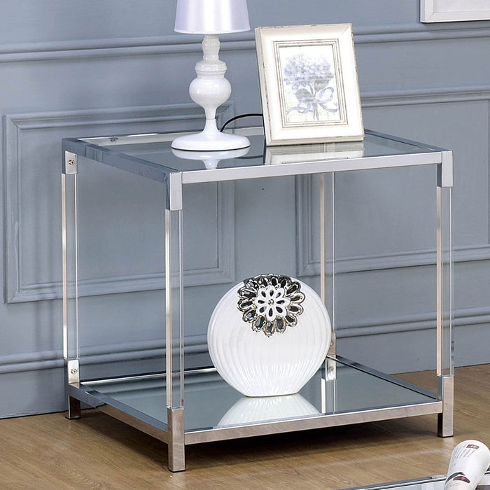 Ludvig - End Table - Chrome / Clear - Simple Home Plus