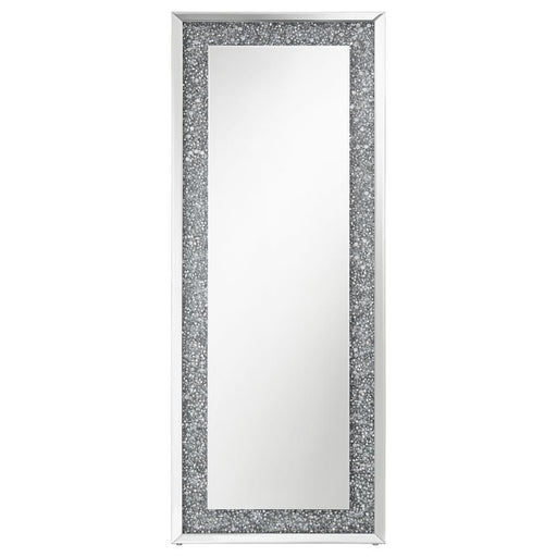 Valerie - Crystal Inlay Rectangle Floor Mirror - Silver - Simple Home Plus