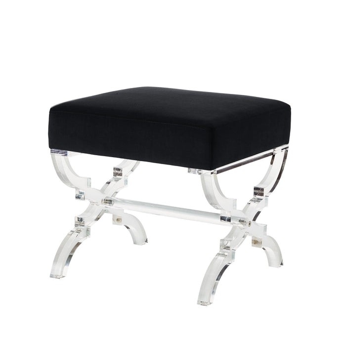 Velvet Ottoman - Black / Clear