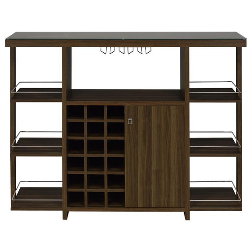 Evelio - Bar Unit With Wine Bottle Storage - Walnut - Simple Home Plus